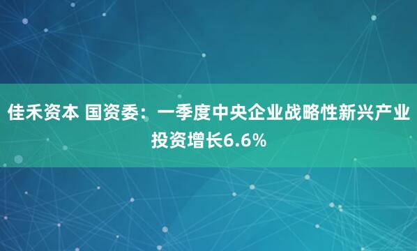 佳禾资本 国资委：一季度中央企业战略性新兴产业投资增长6.6%