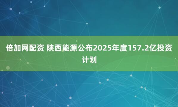 倍加网配资 陕西能源公布2025年度157.2亿投资计划